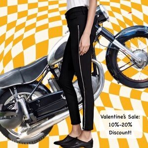 ♥️Sale! PAIGE Twisted Seam Leg Zipper Moto High Waist Margot Jean Black Shadow